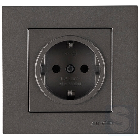 Розетка із заземленням 16A/220V Arvia Electric KAREN Антрацит (20 06 2000 217)